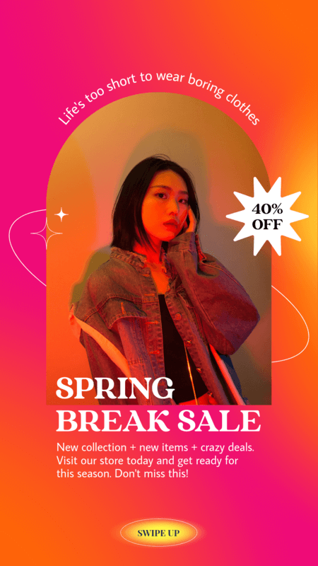 Instagram Story Generator Featuring A Spring Break Sale Promo