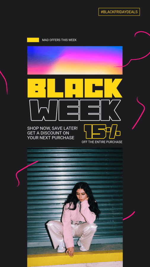 Instagram Story Generator With Black Friday Discounts For An Apparel Shop
