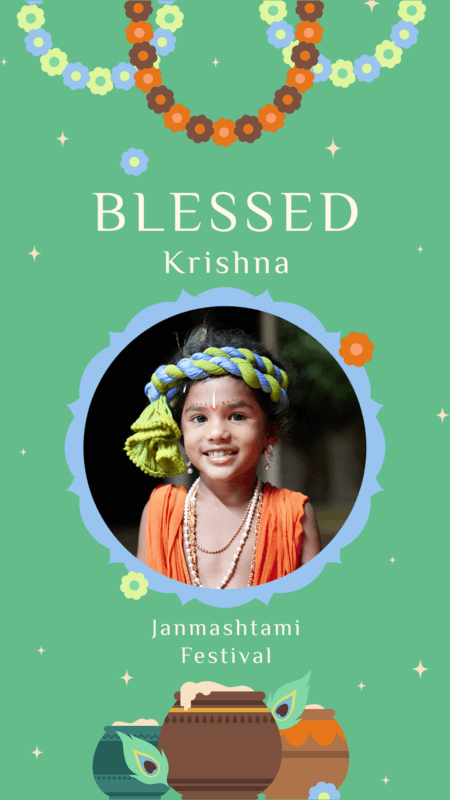 Instagram Story Maker For A Janmashtami Festival With Flower Graphics