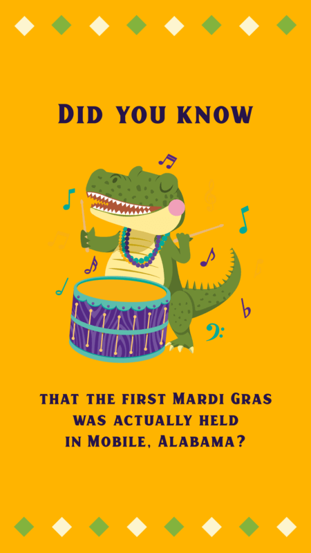 Mardi Gras Inspired Instagram Story Maker Featuring A Cartoonish Drummer Crocodile