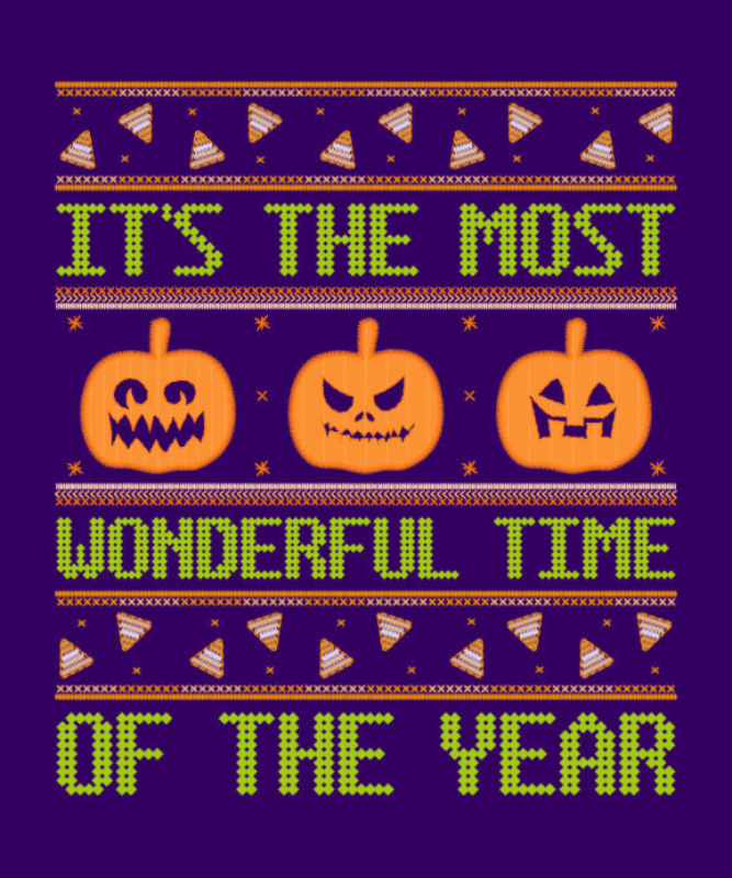 T Shirt Design Maker For An Ugly Halloween Outfit With Spooky Pumpkin Clipart