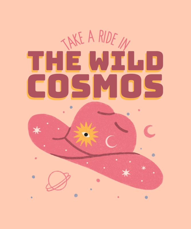 T Shirt Design Template With A Space Cowboy Hat Illustration