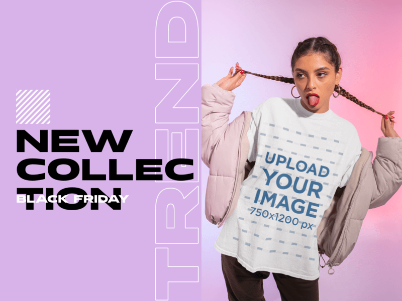 T Shirt Mockup Featuring A Woman Posing For A New Collection Ad