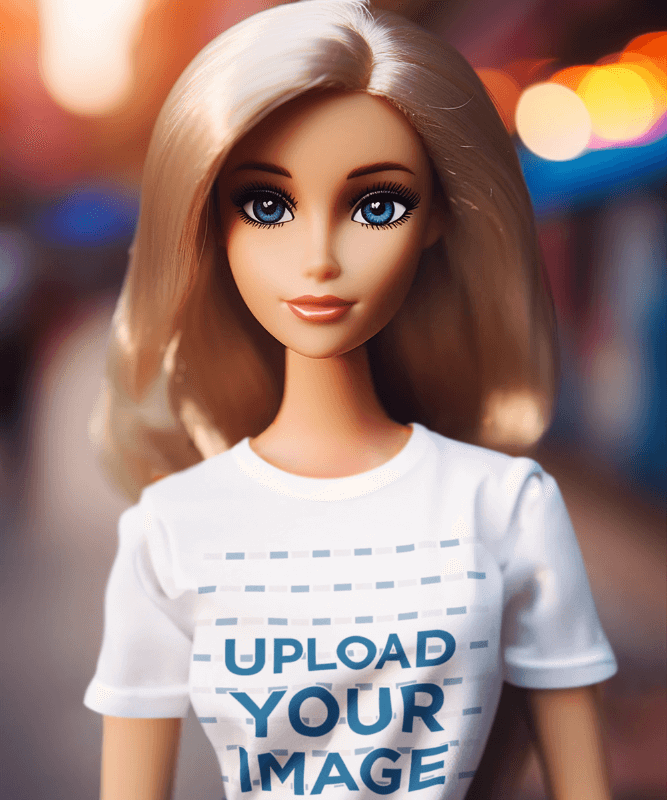 T Shirt Mockup Of An Ai Generated Doll Inspired By Barbie