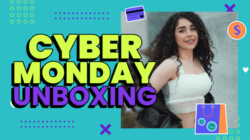 Youtube Thumbnail Maker For A Cyber Monday Unboxing Vlog