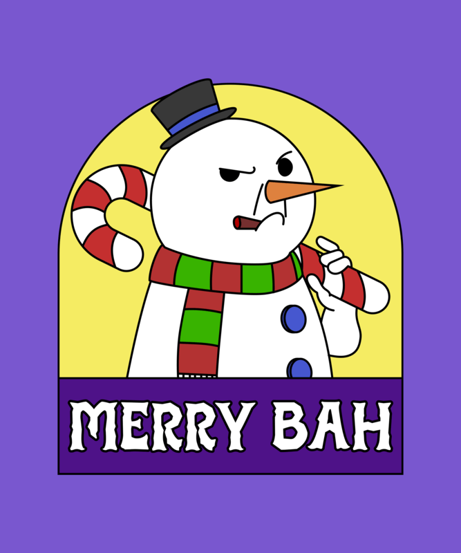 Anti Xmas Themed T Shirt Design Template With An Angry Frosty Illustration