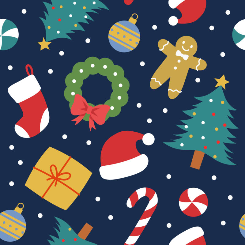 Festive Print Pattern Design Template Featuring Christmas Themed Graphics