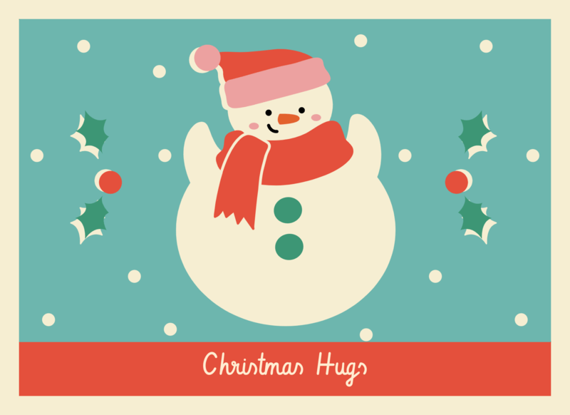 Greeting Card Design Template Featuring An Illustrated Frosty The Snowman