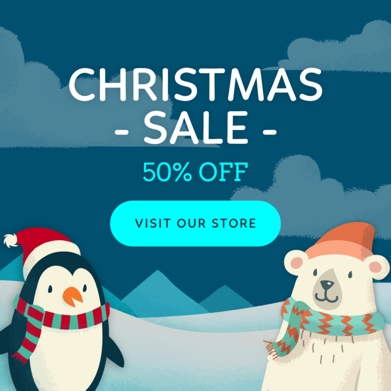 Holiday Banner Template For A Christmas Sale Featuring Cute Animals