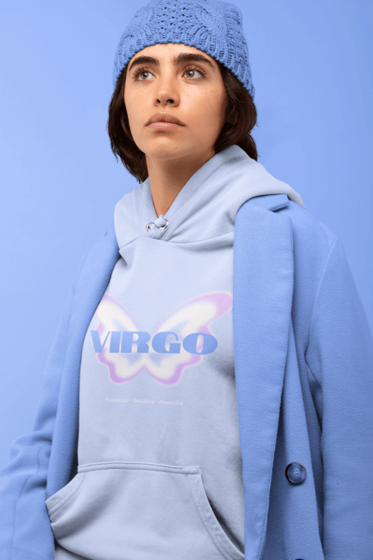 Hoodie Mockup Of A Serious Looking Woman With A Purple Monochromatic Outfit