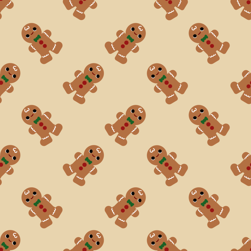 Illustrated Print Pattern Design Template Featuring Gingerbread Cookies