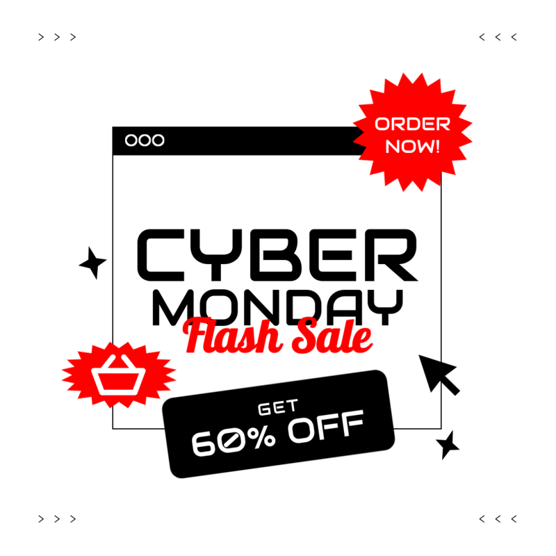 Instagram Post Template For A Cyber Monday Sale With A Computer Window Graphic