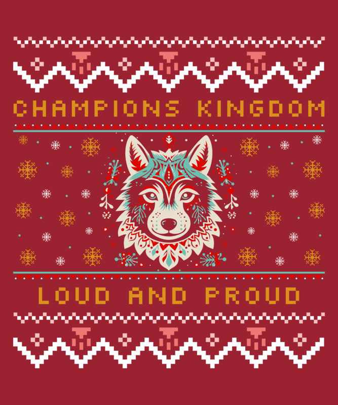 T Shirt Design Template For A Winter Football Championship With Ugly Christmas Sweater Inspired Graphics