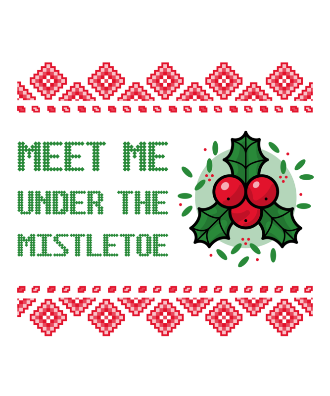 Ugly Christmas Sweater Design Template Featuring A Mistletoe Clipart