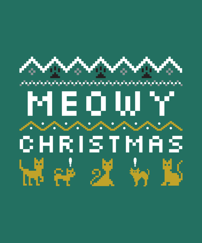 Ugly Christmas Sweater T Shirt Template With Cats