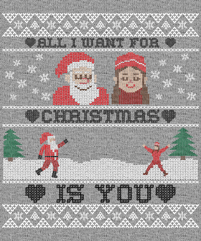 Ugly Christmas Sweater Template For A Romantic Santa Claus Graphic