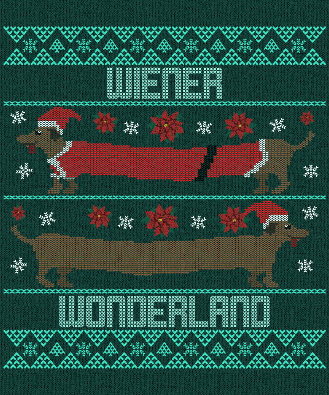 Ugly Sweater Design Maker For Christmas Featuring A Wiener Dog Graphic