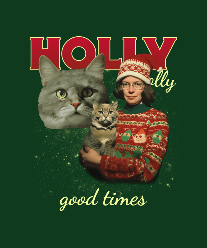 Cats Themed T Shirt Design Generator Featuring A Xmas Bootleg Style