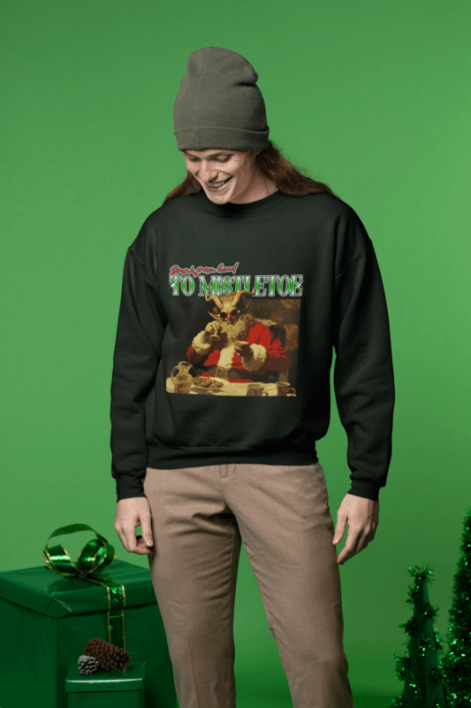 Christmas Themed Mockup Of A Happy Man In A Round Neck Sweatshirt