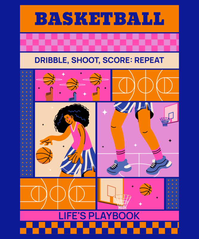 Colorful T Shirt Design Maker Featuring A Female Basketball Player