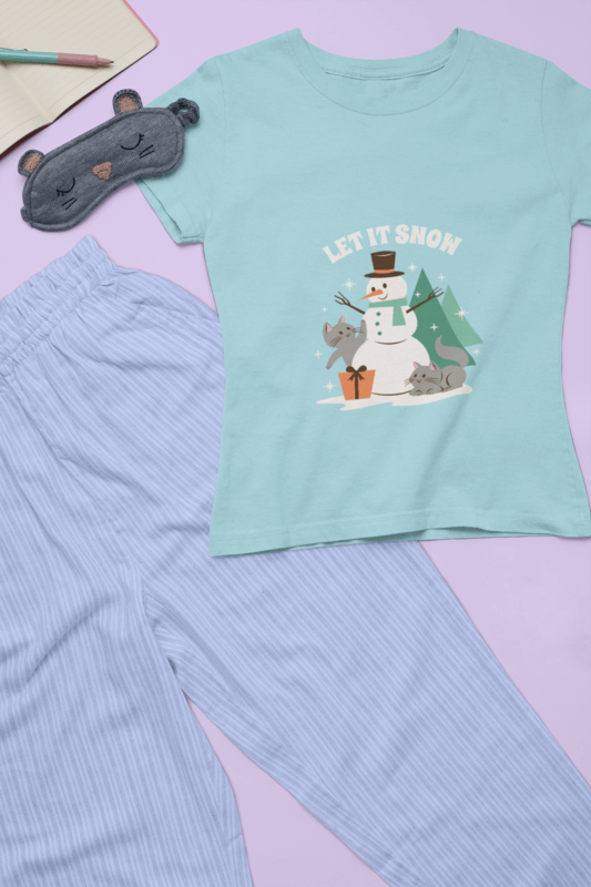 Flat Lay Tee Mockup Featuring A Pajama Set