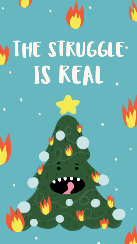 Funny Instagram Story Template Featuring A Christmas Tree On Fire