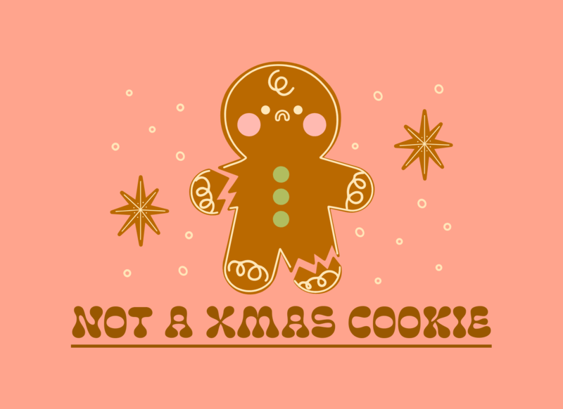 Greeting Card Generator With A Ginger Cookie Graphic And An Anti Xmas Theme