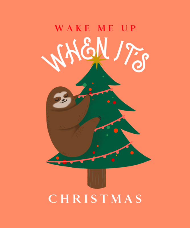 Illustrated T Shirt Design Maker With A Sloth On A Christmas Tree