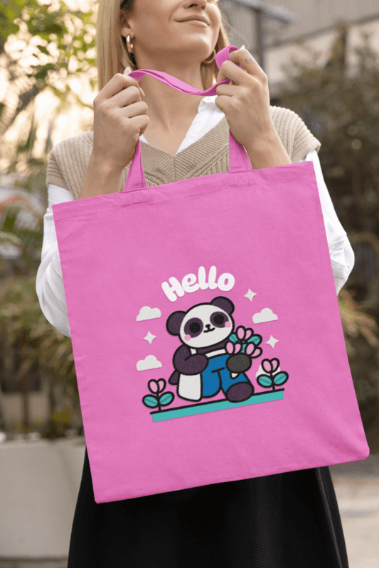 Mockup Of Smiling Cropped Face Woman Carrying A Tote Bag