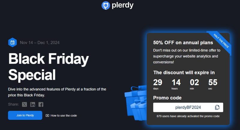 Plerdy Brand Image For Black Friday Coupons