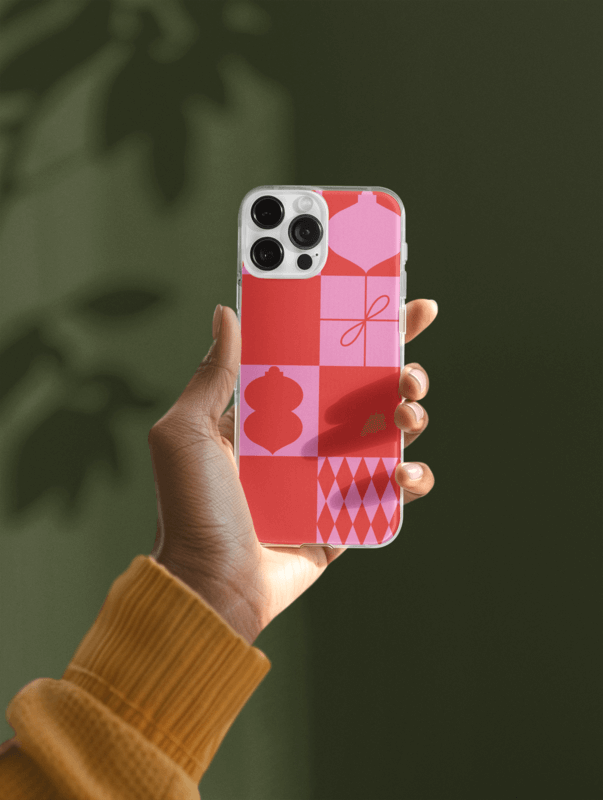 Print Mockup Of An Ai Generated Woman Holding A Clear Phone Case