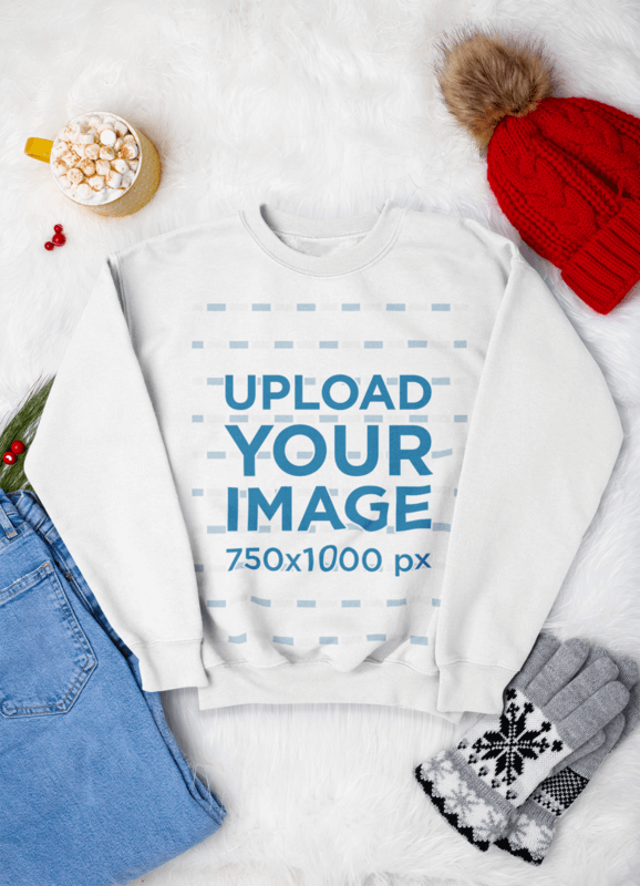 Sweatshirt Mockup Featuring A Winter Outfit