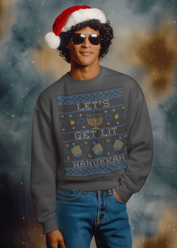 Sweatshirt Mockup Of An Ai Generated Cool Man In A Christmas Photoshoot