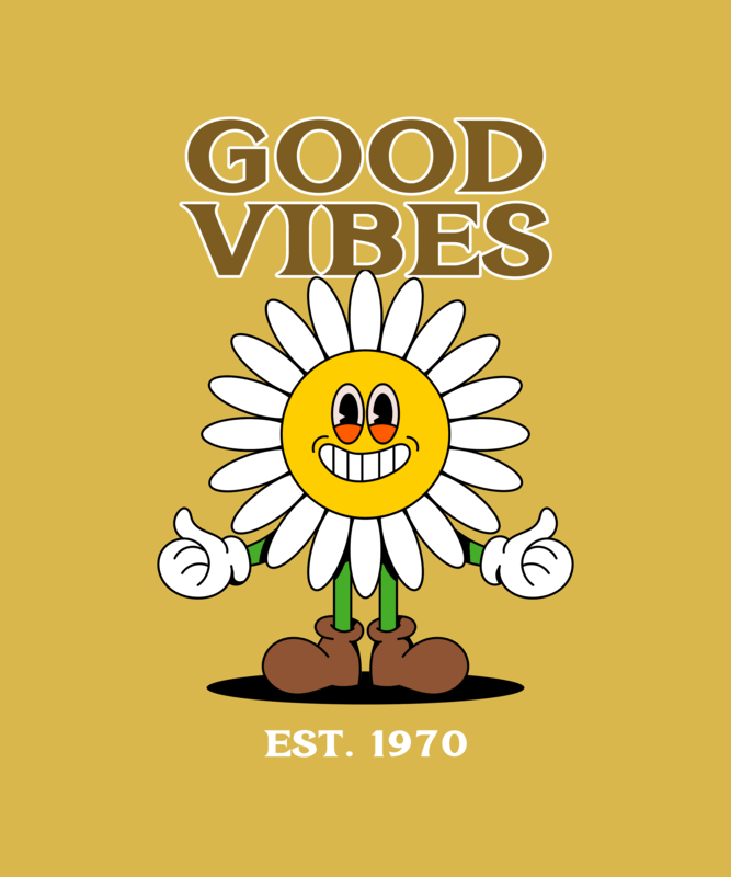 T Shirt Design Creator With A Retro Flower Character Illustration