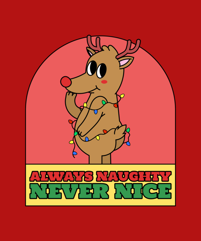 T Shirt Design Creator For Christmas Featuring A Funny Reindeer Cartoon