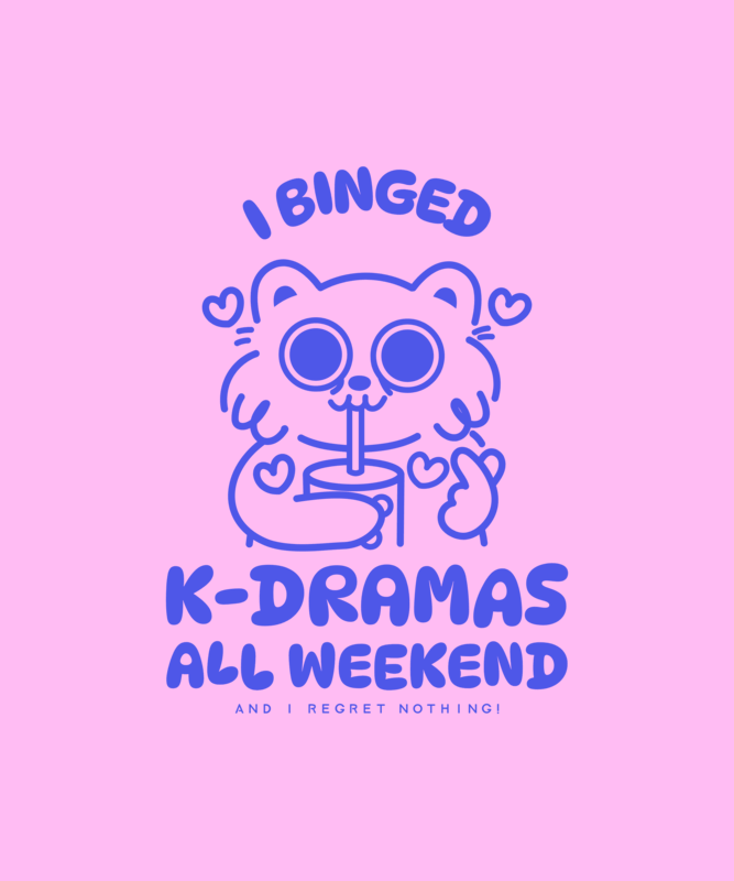 T Shirt Design Generator With A Korean Styled Cat And A K Drama Quote