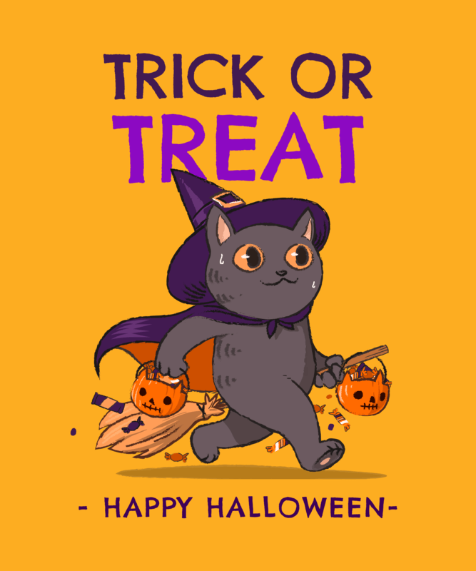 T Shirt Design Maker Featuring Halloween Cat Illustrations