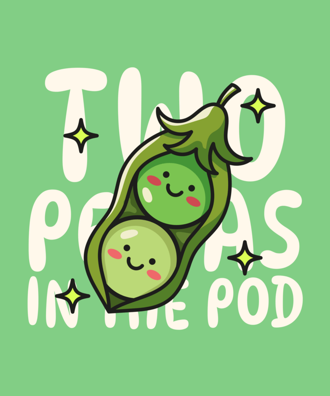 T Shirt Design Template Featuring A Pea Pod Themed Quote