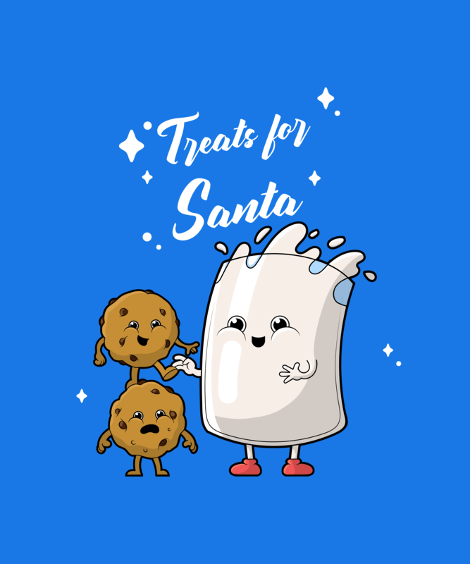 T Shirt Design Template For Christmas Featuring Illustrated Milk And Cookies