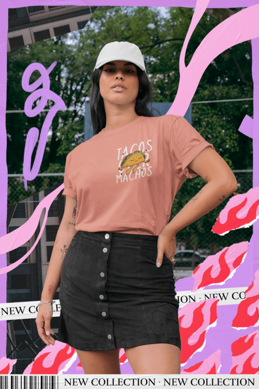 T Shirt And Dad Hat Mockup Featuring A Serious Woman For A New Collection Promo