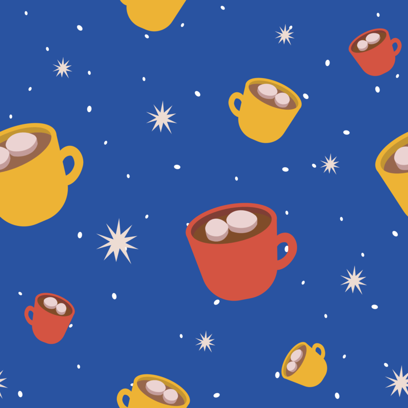 Wrapping Paper Print Pattern Design Maker Featuring Hot Cocoa Xmas Mugs