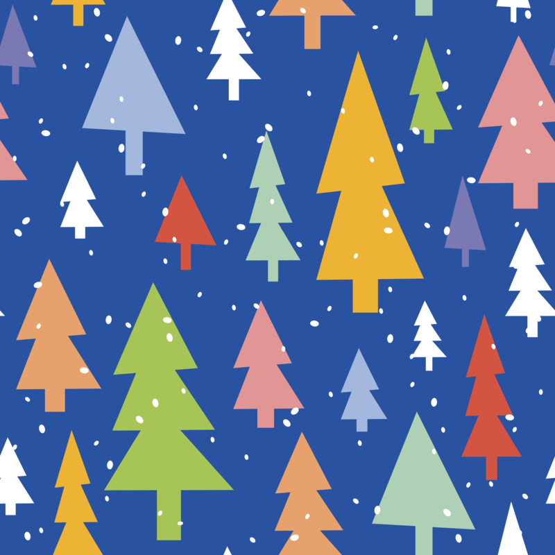 Wrapping Paper Print Pattern Template Featuring Colorful Christmas Trees For December