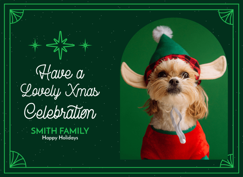 Xmas Greeting Card Design Creator Featuring A Cute Puppy Picture And A Happy Quote