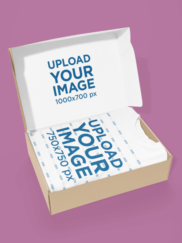 Cardboard Box Mockup Featuring An Oversized Round Neck T Shirt