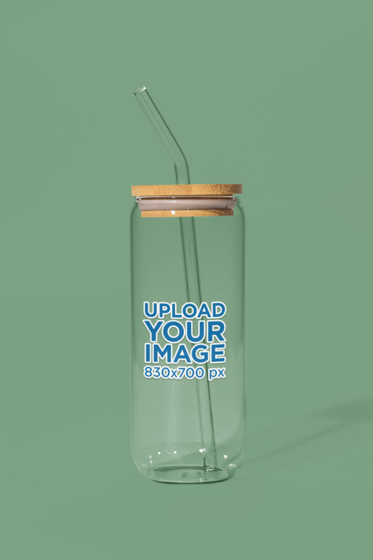 Drinkware Mockup Featuring A 20 oz Can Glass In A Colorful Surface