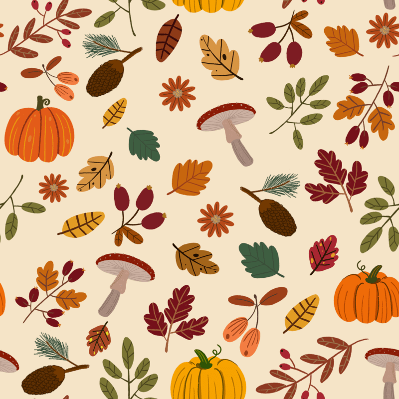 Fall Themed Print Pattern Design Maker With Pumpkin And Leaves Graphics