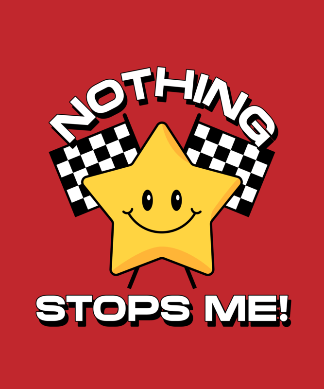 Gaming T Shirt Design Template With Illustrated Characters Inspired By A Retro Karts Game