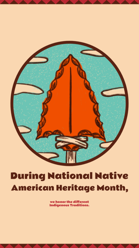 Instagram Story Template Featuring An Illustrated Spear For Native American Heritage Month