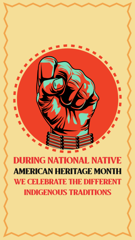 Native American Heritage Month Themed Instagram Story Template With An Illustrated Fist