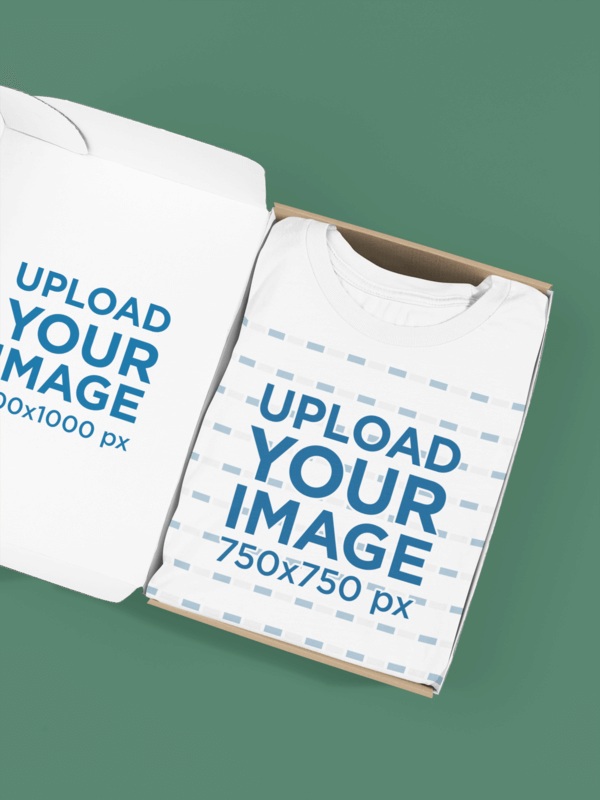 Open Box Mockup Featuring A Bella Canvas Round Neck T Shirt